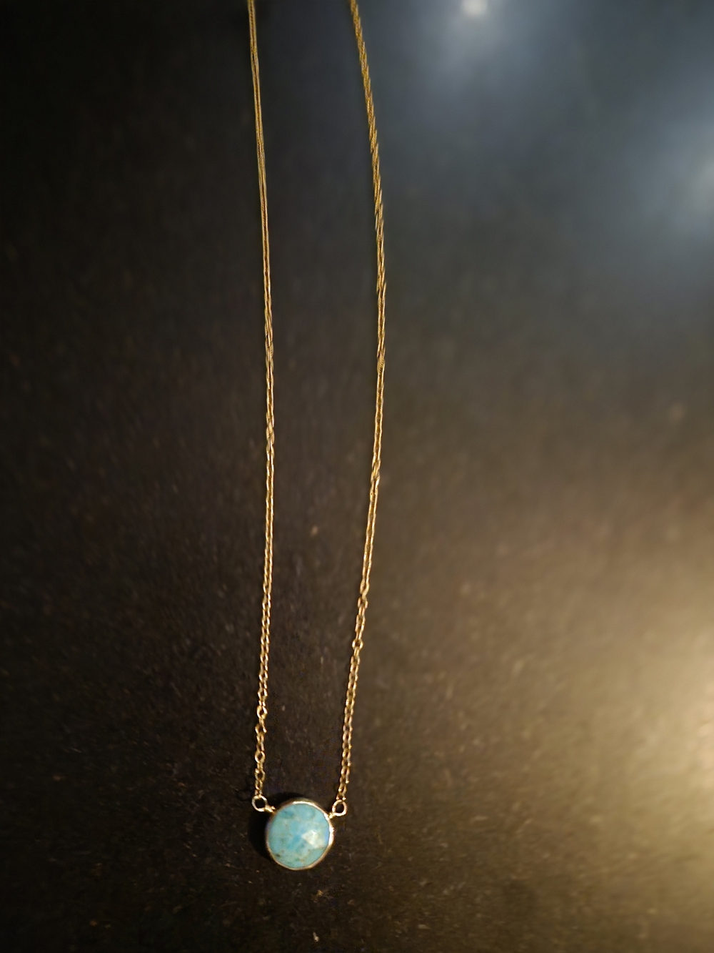 Genuine Turquoise Stone - 14k Gold Filled Chain
